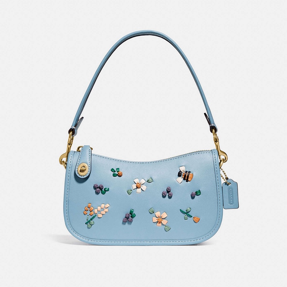 SOLD!!! Coach Swinger 20 With Floral Embroidery